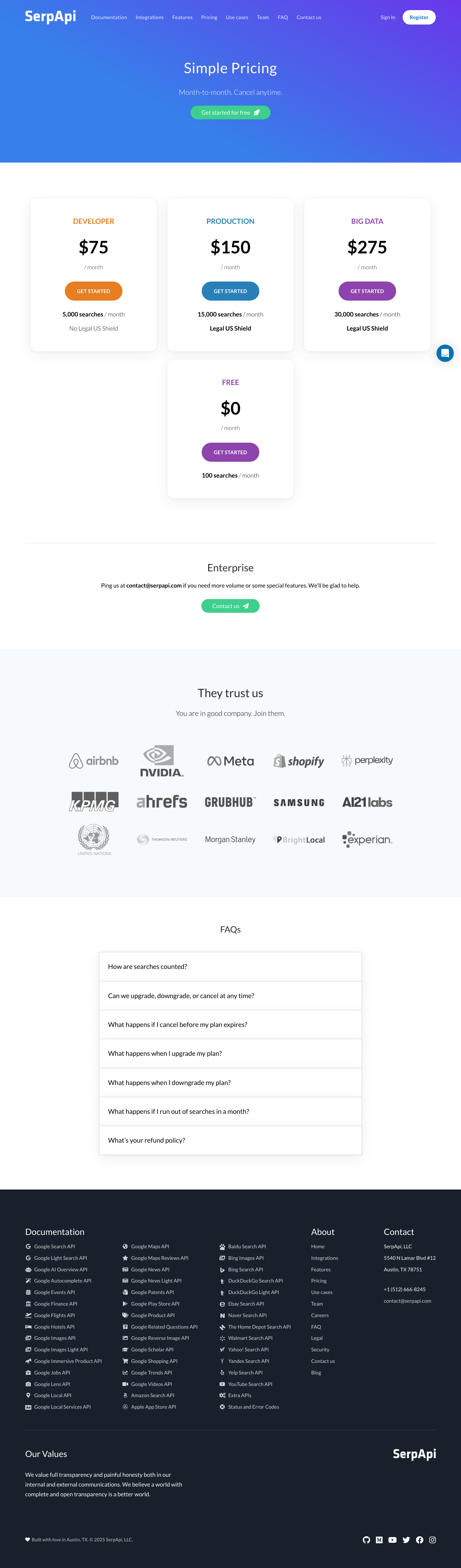 SerpAPI Pricing