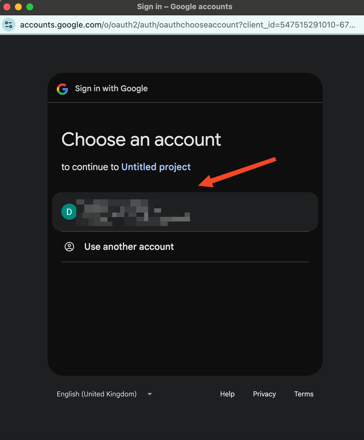 Select the account