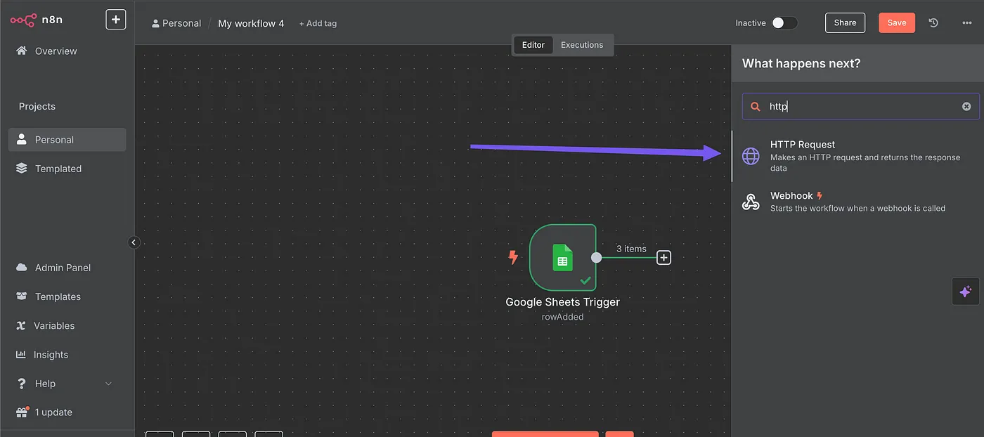 HTTP request setup